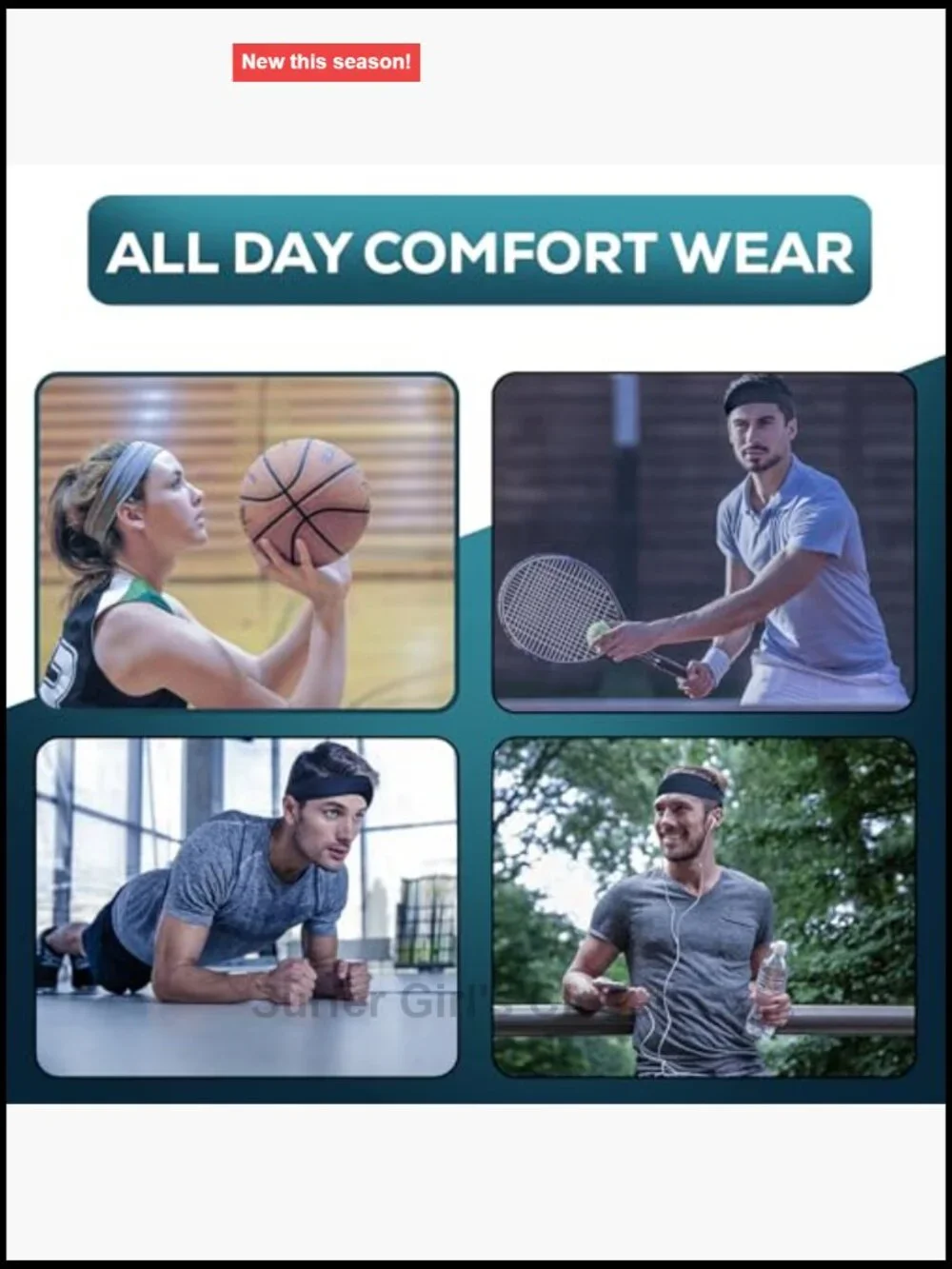 Moisture Wicking Sport Headband Pack of 5 Running Sweatband